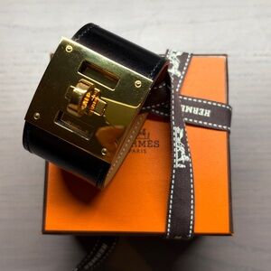 SOLD! Hermès Kelly Dog Cuff Bracelet- Box Calfskin Leather